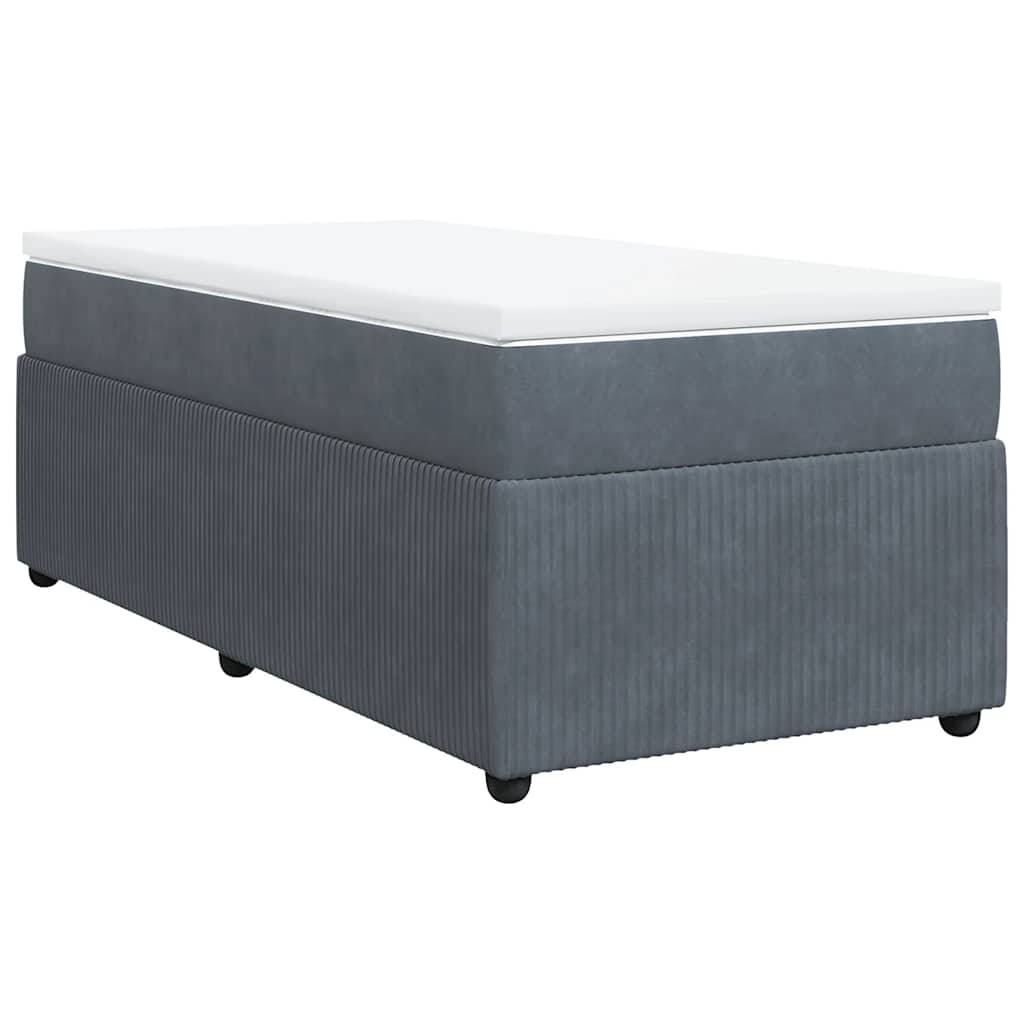 Κρεβάτι Boxspring με Στρώμα Σκούρο Γκρι 90x190 εκ. Βελούδινο