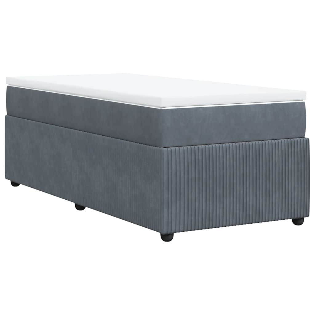 Κρεβάτι Boxspring με Στρώμα Σκούρο Γκρι 90x190 εκ. Βελούδινο