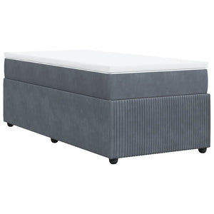 Κρεβάτι Boxspring με Στρώμα Σκούρο Γκρι 90x190 εκ. Βελούδινο