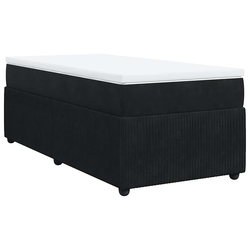 Κρεβάτι Boxspring με Στρώμα Μαύρο 90x190 εκ. Βελούδινο - Pakobazaar