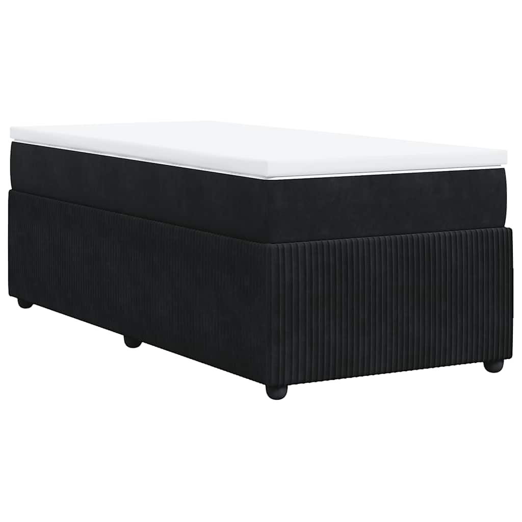 Κρεβάτι Boxspring με Στρώμα Μαύρο 90x190 εκ. Βελούδινο - Pakobazaar