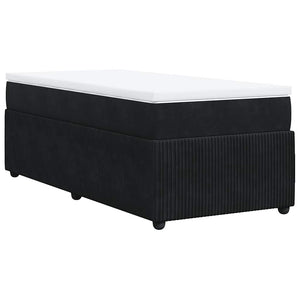 Κρεβάτι Boxspring με Στρώμα Μαύρο 90x190 εκ. Βελούδινο - Pakobazaar