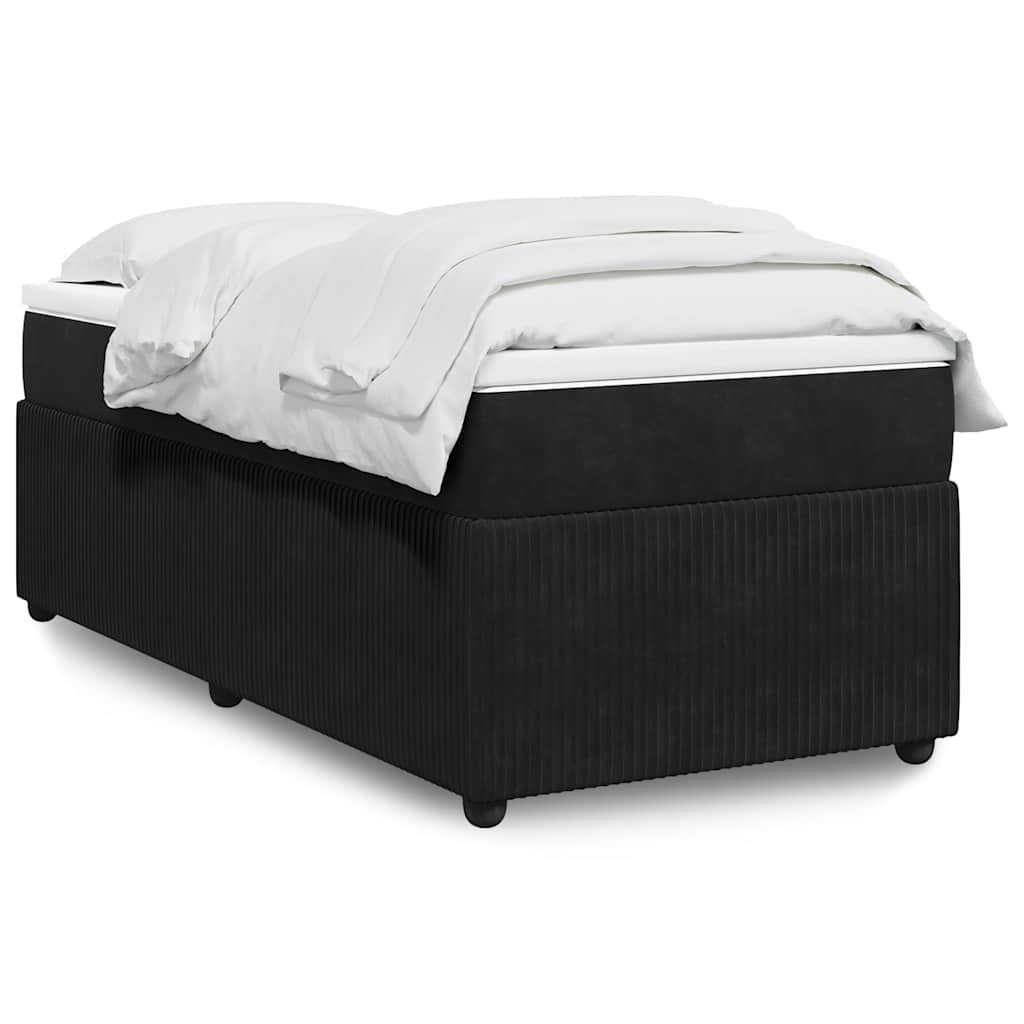 Κρεβάτι Boxspring με Στρώμα Μαύρο 90x190 εκ. Βελούδινο - Pakobazaar