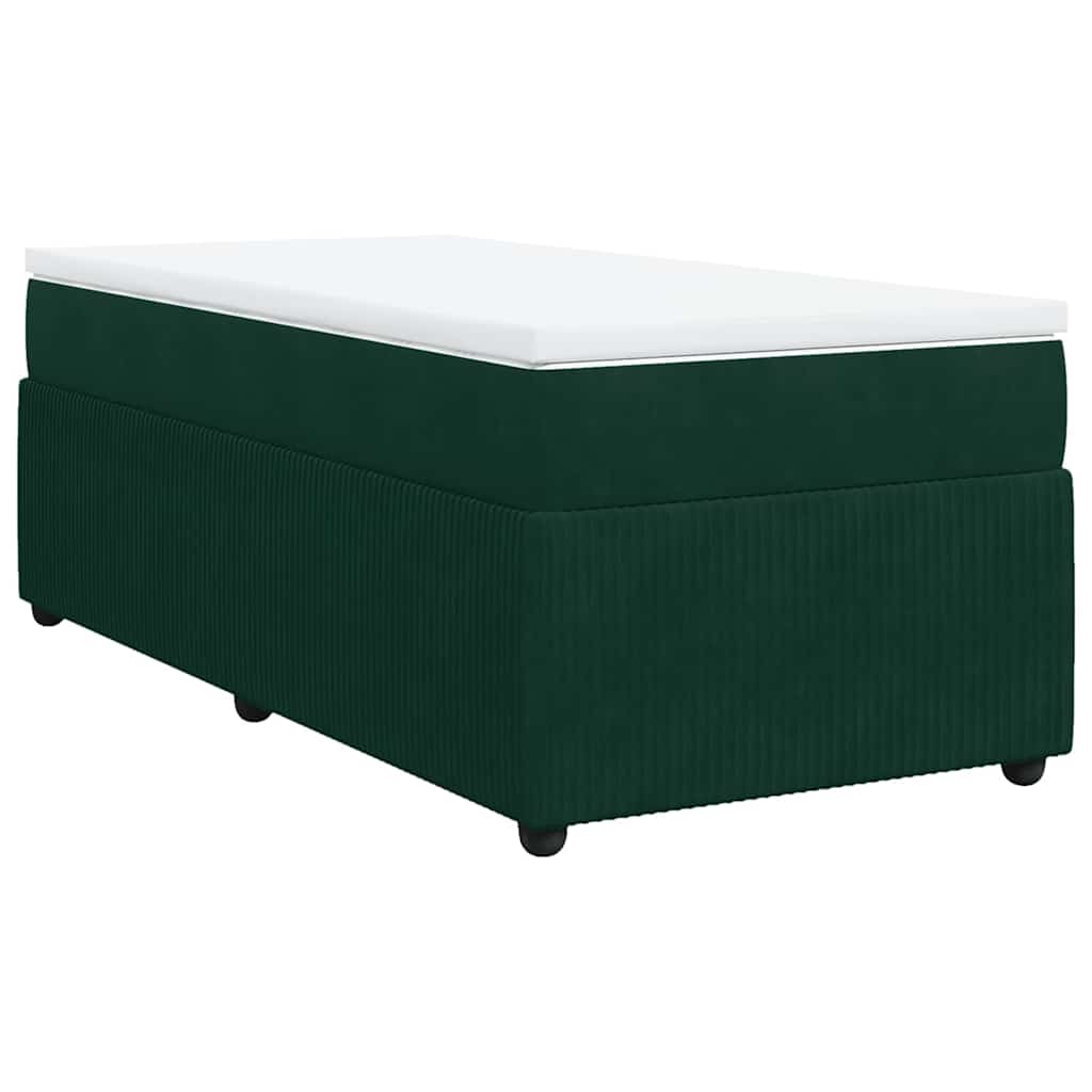 Κρεβάτι Boxspring με Στρώμα Σκούρο Πράσινο 90x190 εκ. Βελούδινο