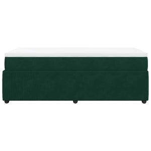 Κρεβάτι Boxspring με Στρώμα Σκούρο Πράσινο 90x190 εκ. Βελούδινο