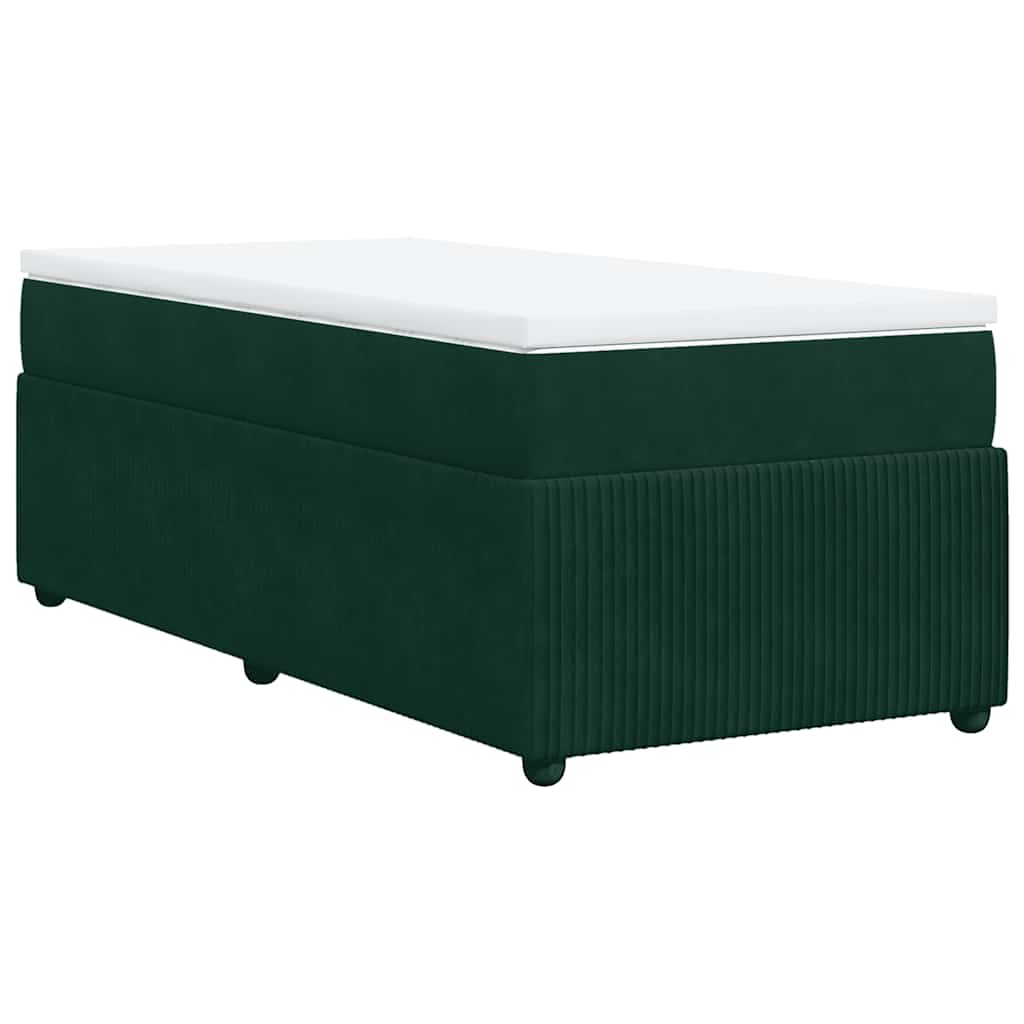 Κρεβάτι Boxspring με Στρώμα Σκούρο Πράσινο 90x190 εκ. Βελούδινο