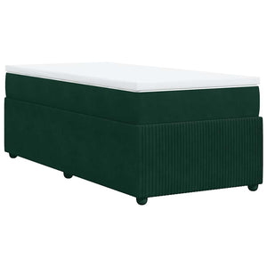Κρεβάτι Boxspring με Στρώμα Σκούρο Πράσινο 90x190 εκ. Βελούδινο