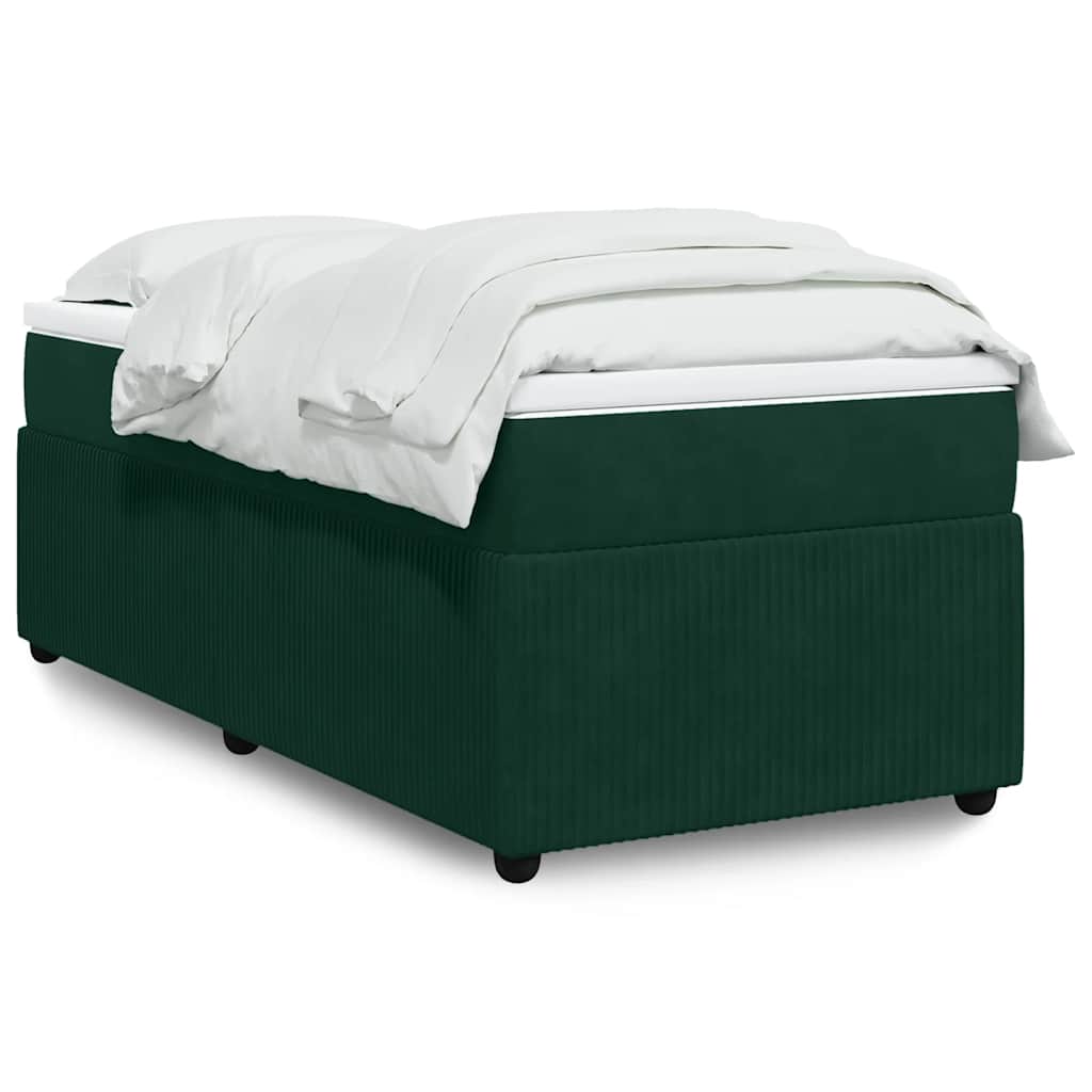 Κρεβάτι Boxspring με Στρώμα Σκούρο Πράσινο 90x190 εκ. Βελούδινο