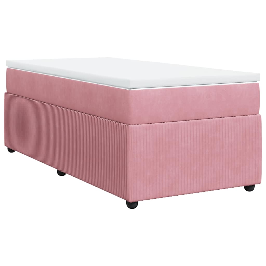Κρεβάτι Boxspring με Στρώμα Ροζ 90x190 εκ. Βελούδινο - Pakobazaar