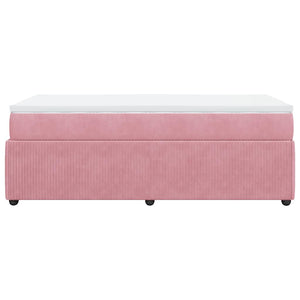Κρεβάτι Boxspring με Στρώμα Ροζ 90x190 εκ. Βελούδινο - Pakobazaar