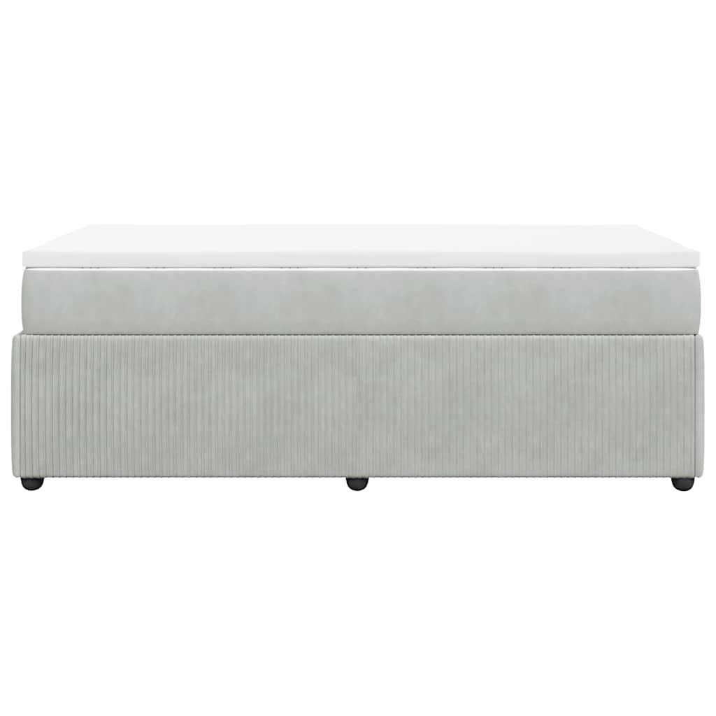 Κρεβάτι Boxspring με Στρώμα Ανοιχτό Γκρι 90x200 εκ. Βελούδινο - Pakobazaar