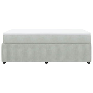 Κρεβάτι Boxspring με Στρώμα Ανοιχτό Γκρι 90x200 εκ. Βελούδινο - Pakobazaar