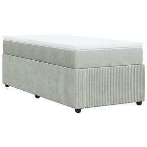Κρεβάτι Boxspring με Στρώμα Ανοιχτό Γκρι 90x200 εκ. Βελούδινο - Pakobazaar