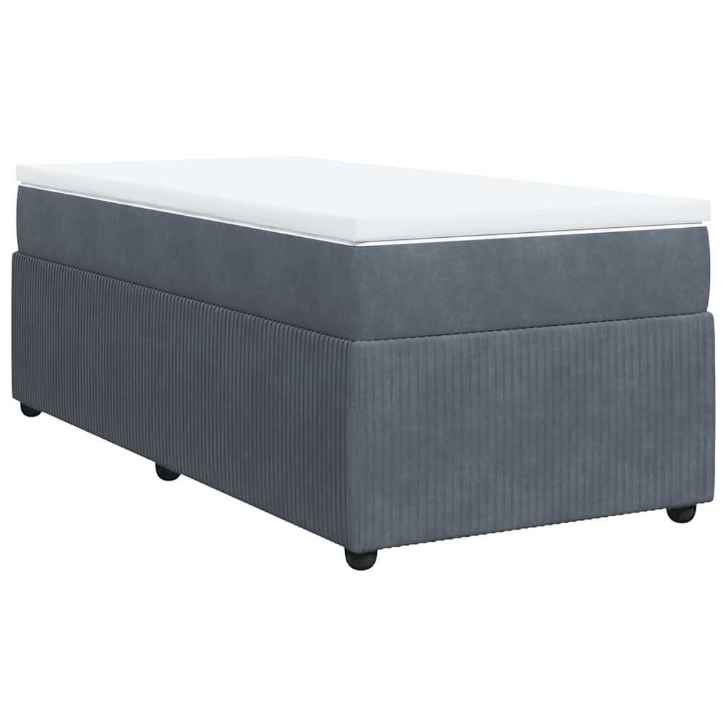 Κρεβάτι Boxspring με Στρώμα Σκούρο Γκρι 90x200 εκ. Βελούδινο - Pakobazaar