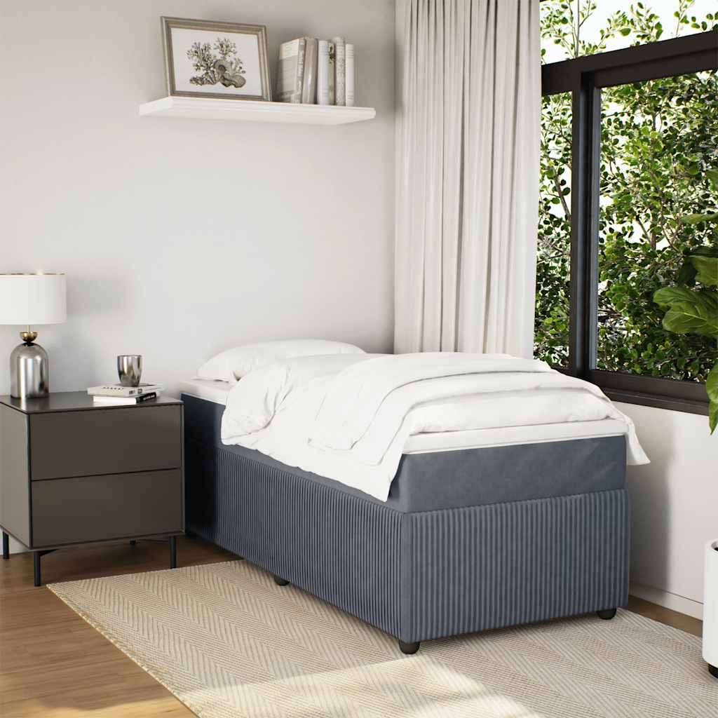 Κρεβάτι Boxspring με Στρώμα Σκούρο Γκρι 90x200 εκ. Βελούδινο - Pakobazaar