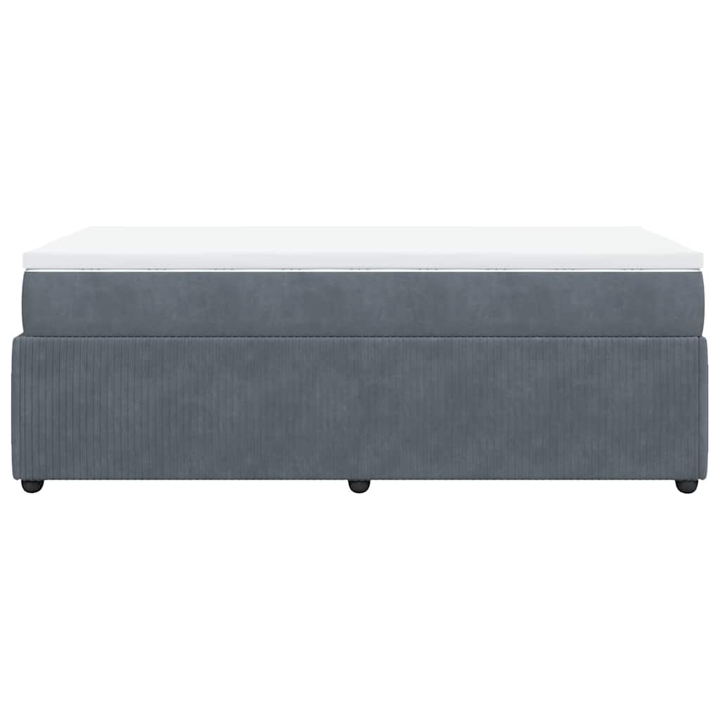 Κρεβάτι Boxspring με Στρώμα Σκούρο Γκρι 90x200 εκ. Βελούδινο - Pakobazaar