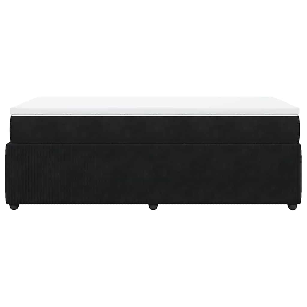 Κρεβάτι Boxspring με Στρώμα Μαύρο 90x200 εκ. Βελούδινο