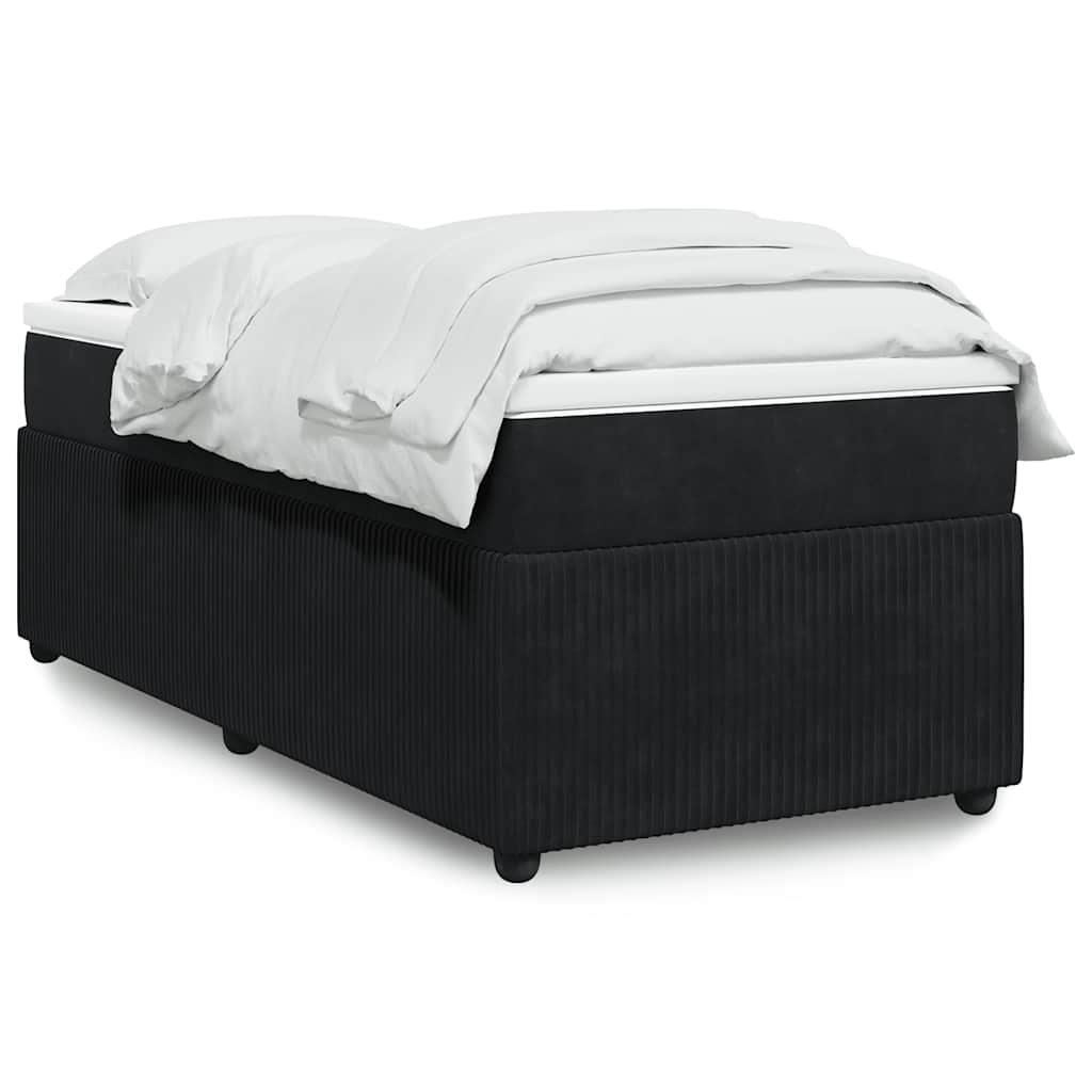 Κρεβάτι Boxspring με Στρώμα Μαύρο 90x200 εκ. Βελούδινο