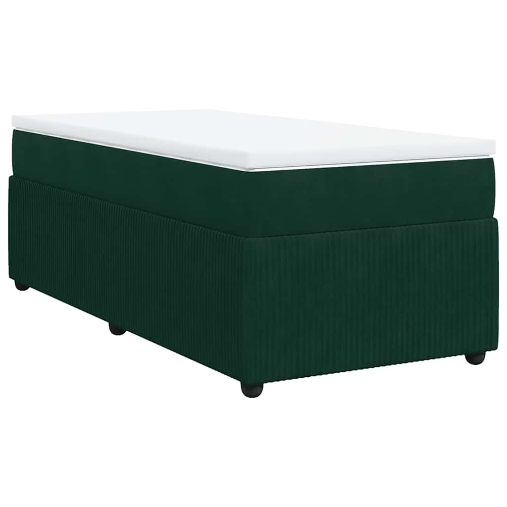Κρεβάτι Boxspring με Στρώμα Σκούρο Πράσινο 90x200 εκ. Βελούδινο - Pakobazaar