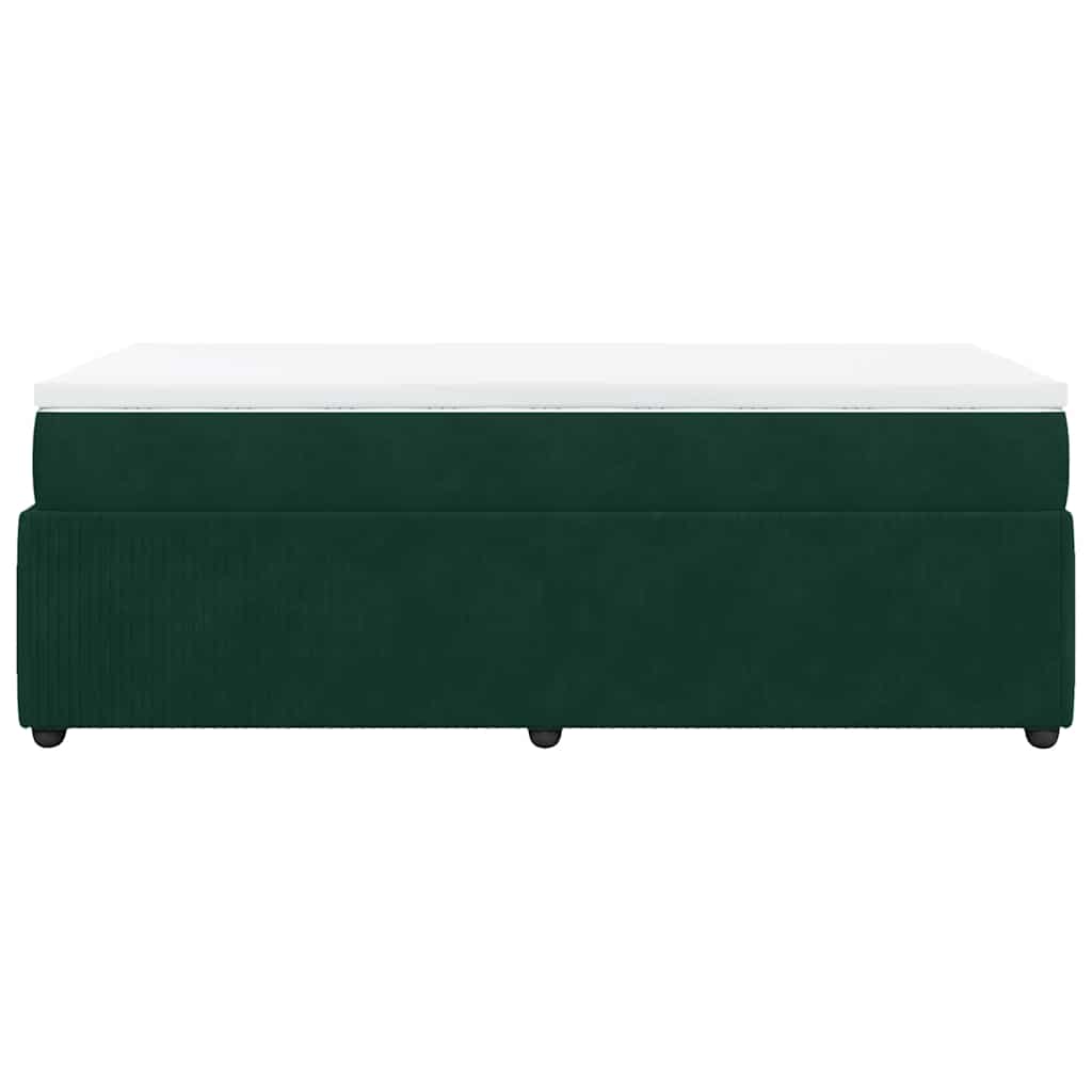Κρεβάτι Boxspring με Στρώμα Σκούρο Πράσινο 90x200 εκ. Βελούδινο - Pakobazaar