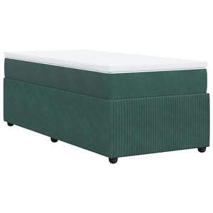 Κρεβάτι Boxspring με Στρώμα Σκούρο Πράσινο 90x200 εκ. Βελούδινο - Pakobazaar