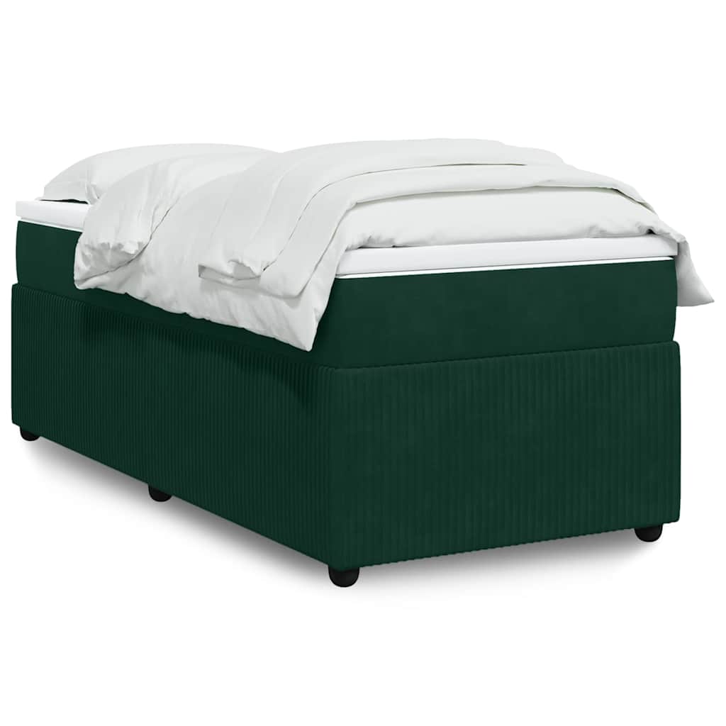 Κρεβάτι Boxspring με Στρώμα Σκούρο Πράσινο 90x200 εκ. Βελούδινο - Pakobazaar
