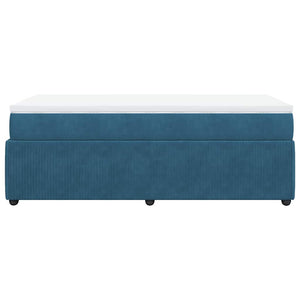Κρεβάτι Boxspring με Στρώμα Σκούρο Μπλε 90x200 εκ. Βελούδινο