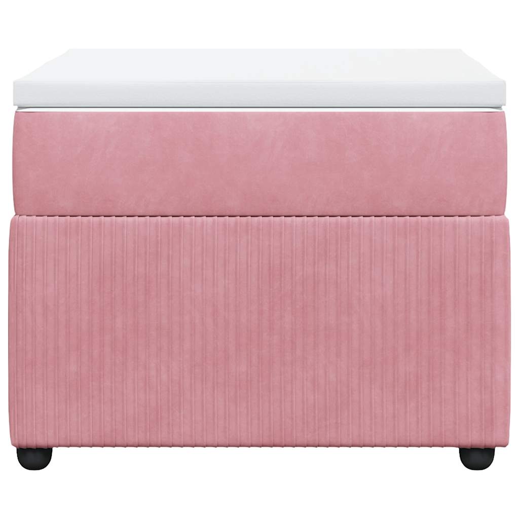 Κρεβάτι Boxspring με Στρώμα Ροζ 90x200 εκ. Βελούδινο