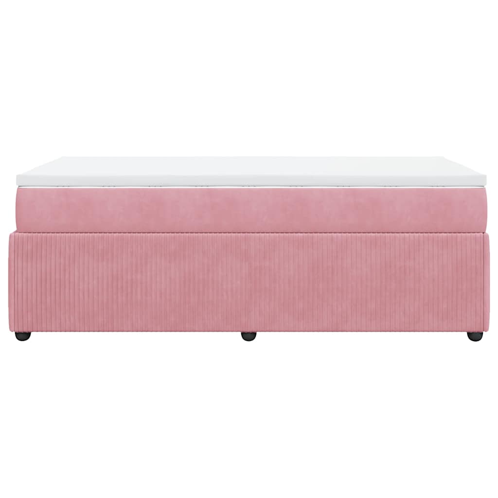 Κρεβάτι Boxspring με Στρώμα Ροζ 90x200 εκ. Βελούδινο