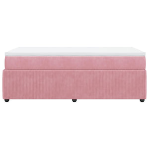 Κρεβάτι Boxspring με Στρώμα Ροζ 90x200 εκ. Βελούδινο