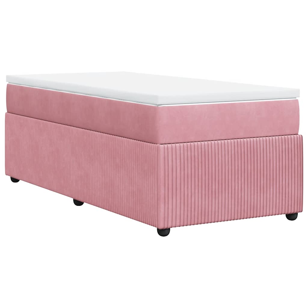 Κρεβάτι Boxspring με Στρώμα Ροζ 90x200 εκ. Βελούδινο