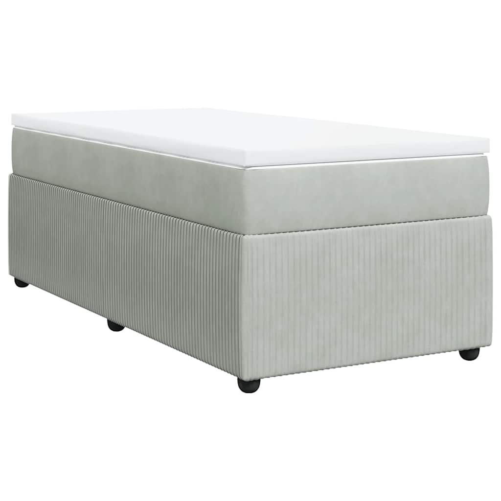 Κρεβάτι Boxspring με Στρώμα Ανοιχτό Γκρι 100x200 εκ. Βελούδινο