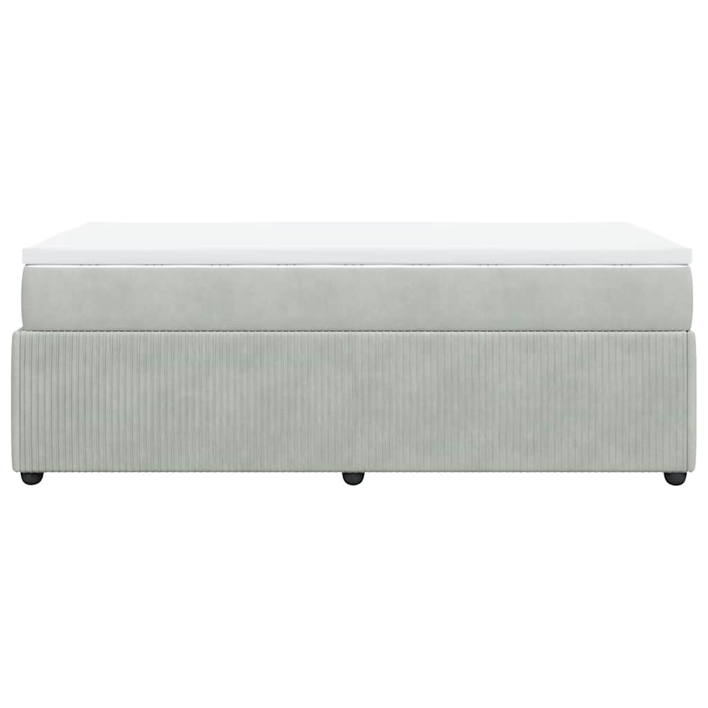 Κρεβάτι Boxspring με Στρώμα Ανοιχτό Γκρι 100x200 εκ. Βελούδινο