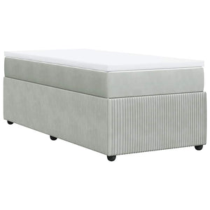 Κρεβάτι Boxspring με Στρώμα Ανοιχτό Γκρι 100x200 εκ. Βελούδινο