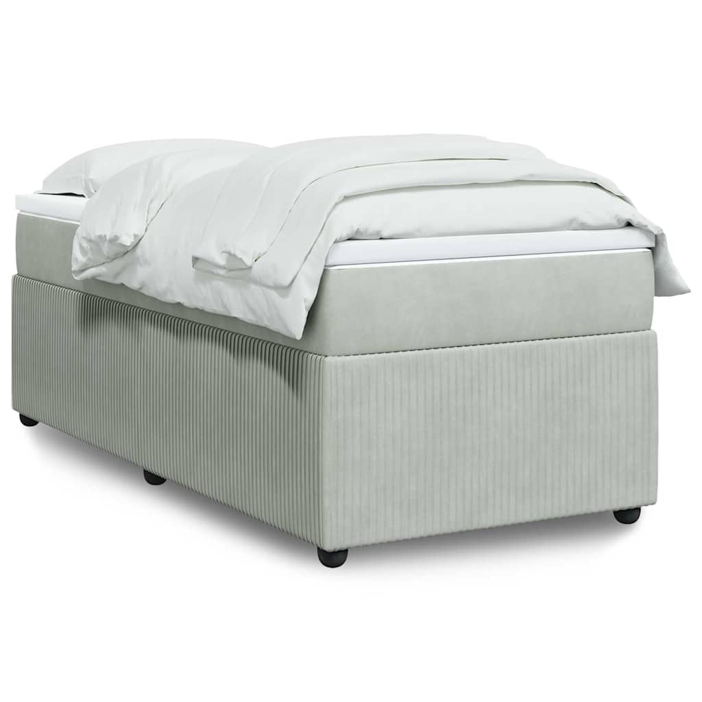 Κρεβάτι Boxspring με Στρώμα Ανοιχτό Γκρι 100x200 εκ. Βελούδινο