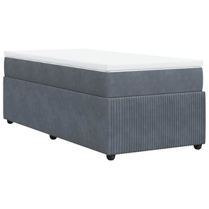 Κρεβάτι Boxspring με Στρώμα Σκούρο Γκρι 100x200 εκ. Βελούδινο