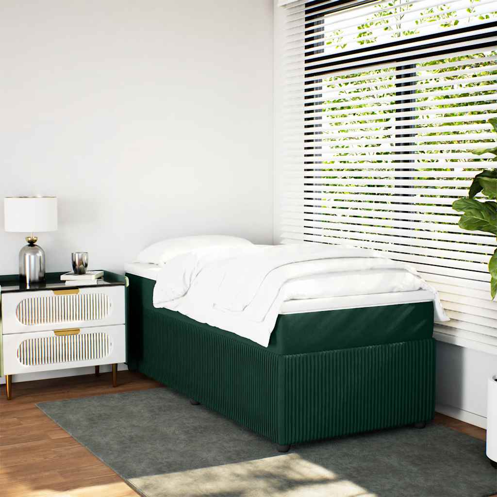 Κρεβάτι Boxspring με Στρώμα Σκούρο Πράσινο 100x200εκ. Βελούδινο