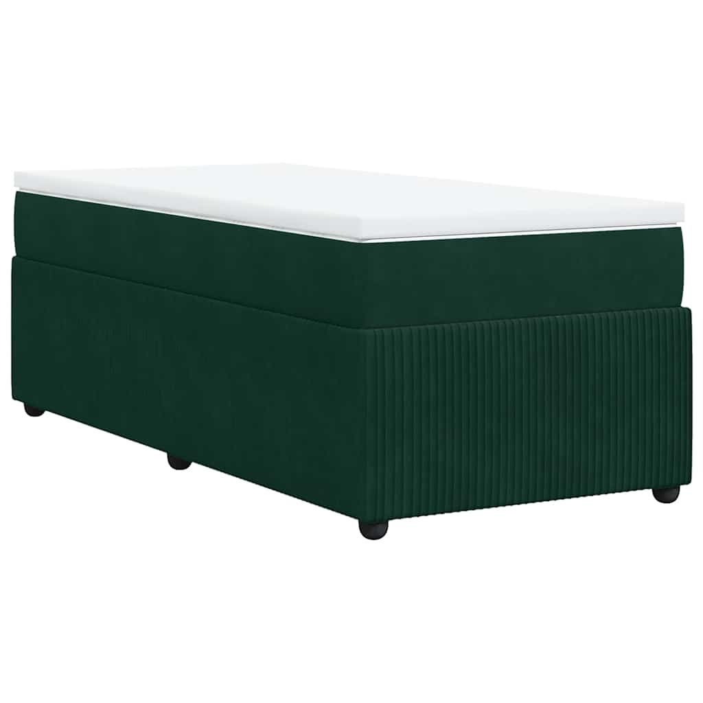 Κρεβάτι Boxspring με Στρώμα Σκούρο Πράσινο 100x200εκ. Βελούδινο