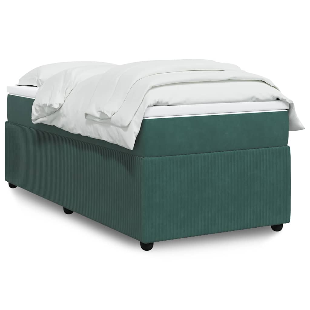 Κρεβάτι Boxspring με Στρώμα Σκούρο Πράσινο 100x200εκ. Βελούδινο