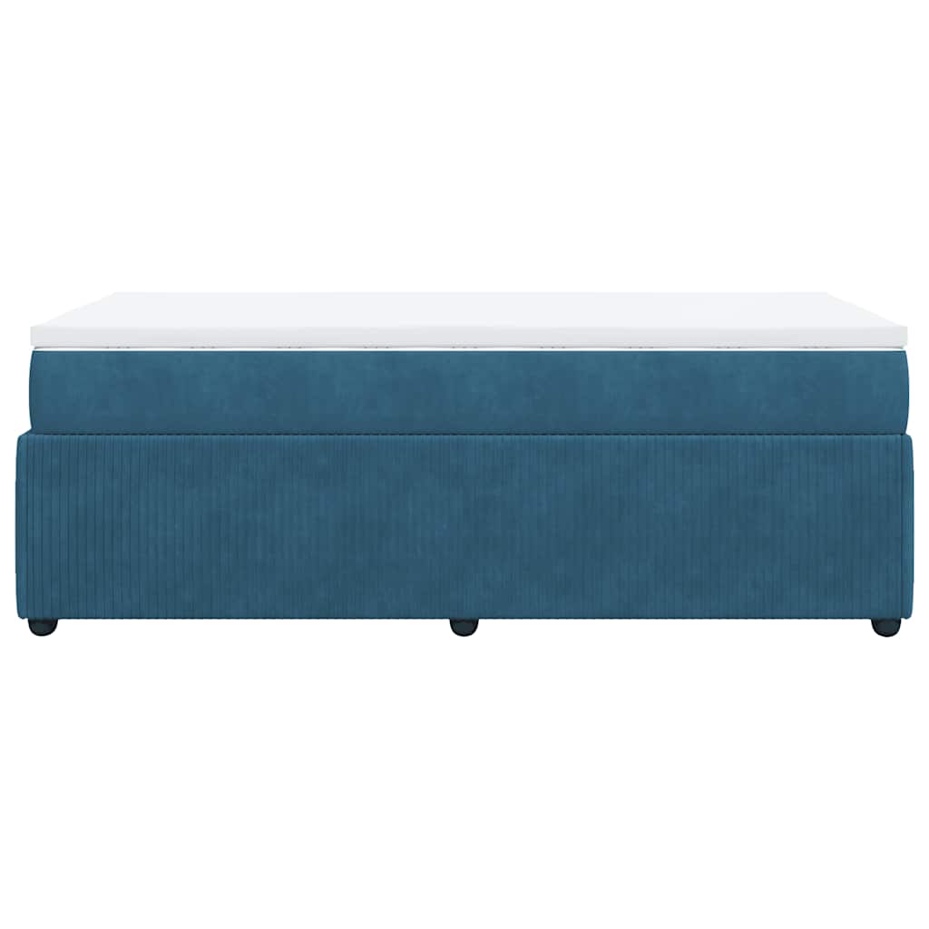 Κρεβάτι Boxspring με Στρώμα Σκούρο Μπλε 100x200 εκ. Βελούδινο