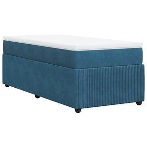 Κρεβάτι Boxspring με Στρώμα Σκούρο Μπλε 100x200 εκ. Βελούδινο