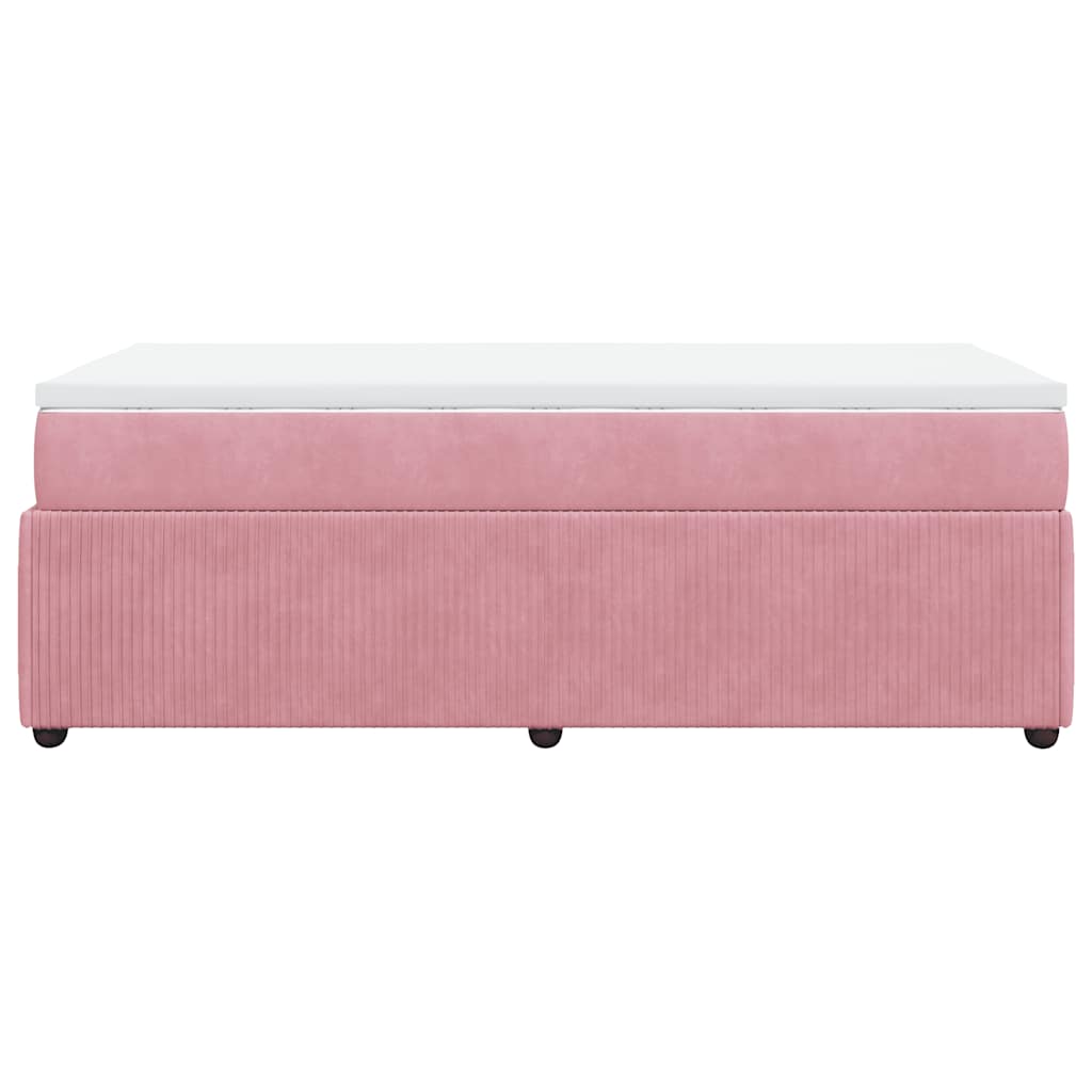 Κρεβάτι Boxspring με Στρώμα Ροζ 100x200 εκ. Βελούδινο - Pakobazaar