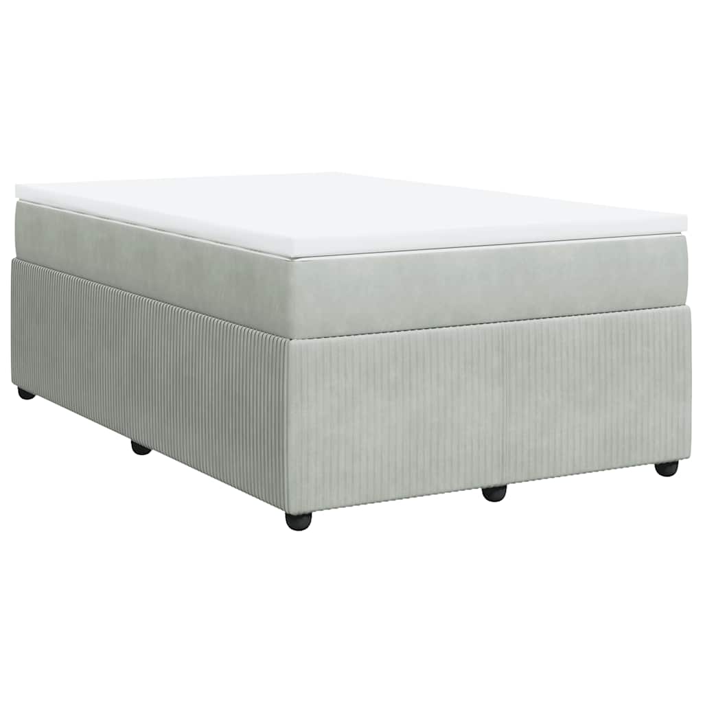 Κρεβάτι Boxspring με Στρώμα Ανοιχτό Γκρι 120x190 εκ. Βελούδινο