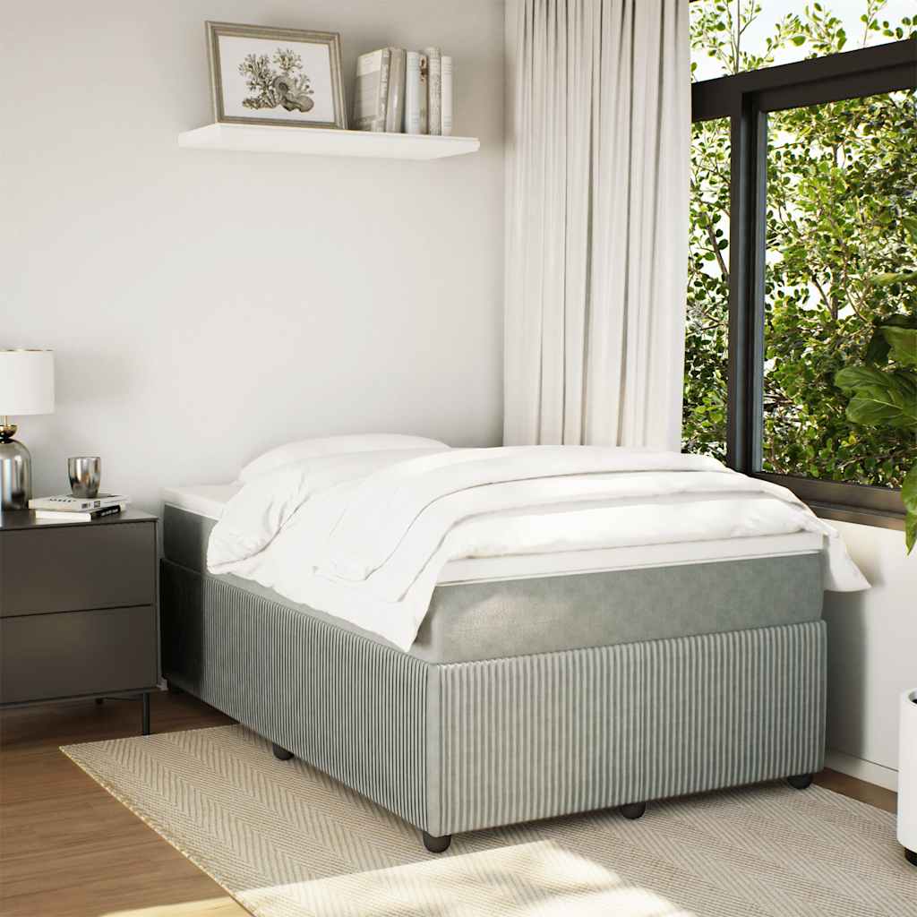 Κρεβάτι Boxspring με Στρώμα Ανοιχτό Γκρι 120x190 εκ. Βελούδινο