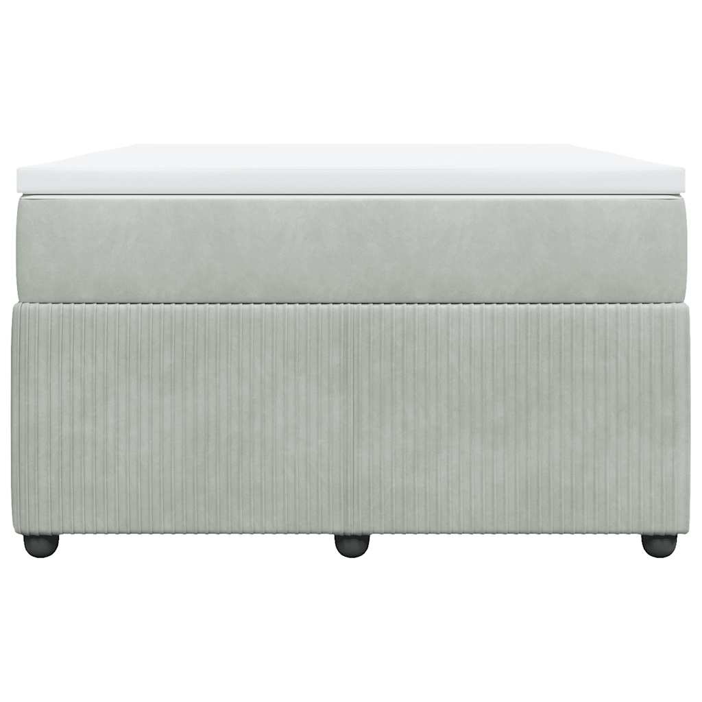 Κρεβάτι Boxspring με Στρώμα Ανοιχτό Γκρι 120x190 εκ. Βελούδινο