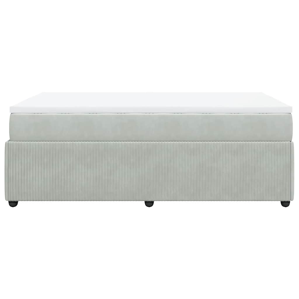 Κρεβάτι Boxspring με Στρώμα Ανοιχτό Γκρι 120x190 εκ. Βελούδινο