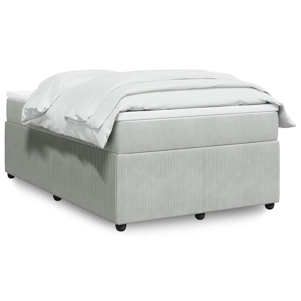 Κρεβάτι Boxspring με Στρώμα Ανοιχτό Γκρι 120x190 εκ. Βελούδινο