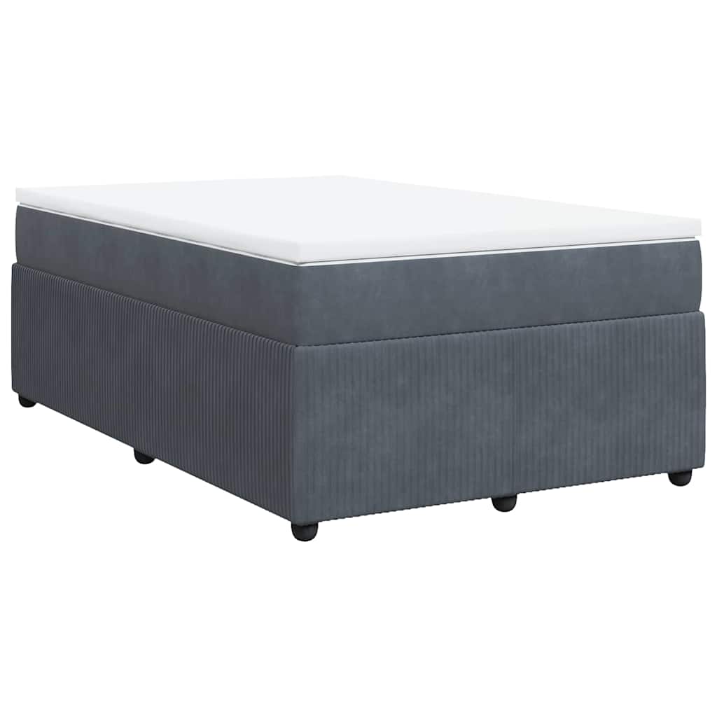Κρεβάτι Boxspring με Στρώμα Σκούρο Γκρι 120x190 εκ. Βελούδινο