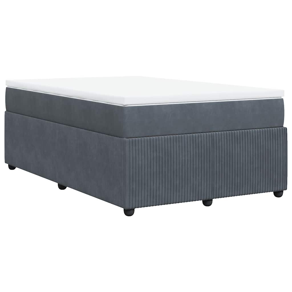Κρεβάτι Boxspring με Στρώμα Σκούρο Γκρι 120x190 εκ. Βελούδινο