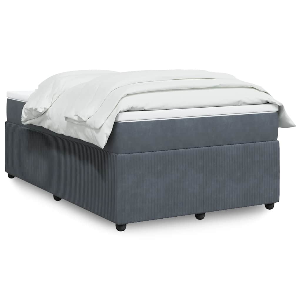 Κρεβάτι Boxspring με Στρώμα Σκούρο Γκρι 120x190 εκ. Βελούδινο